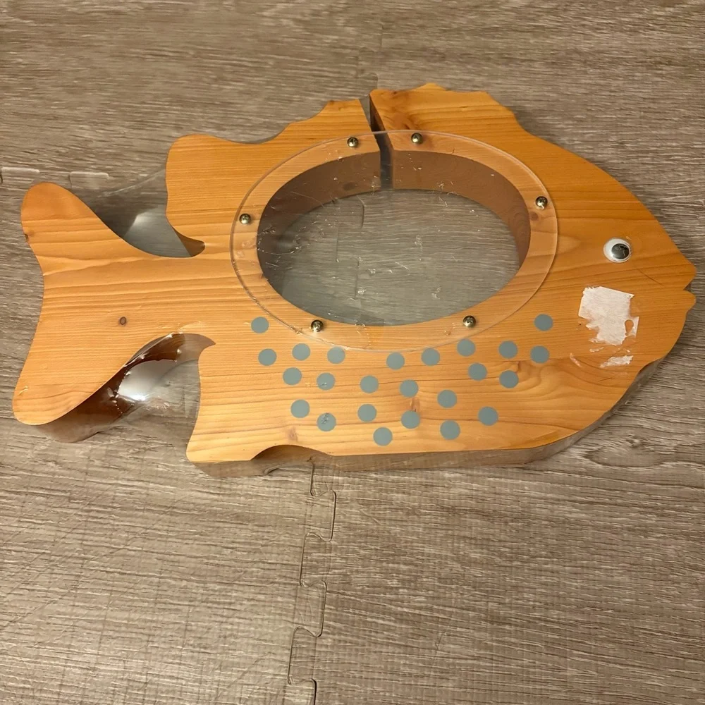 Vintage Wooden Fish Piggy Bank New In Plastic
